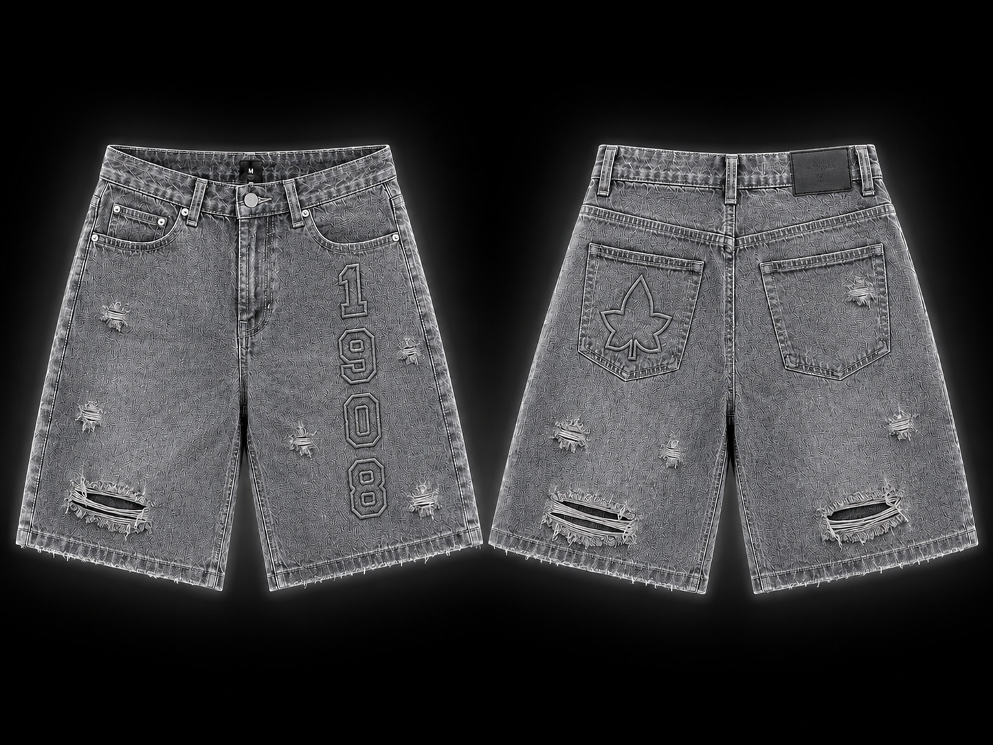 Nine Threads Embossed Gray Jorts