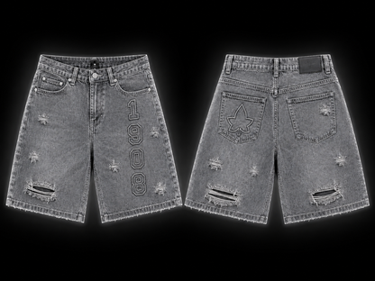 Nine Threads Embossed Gray Jorts
