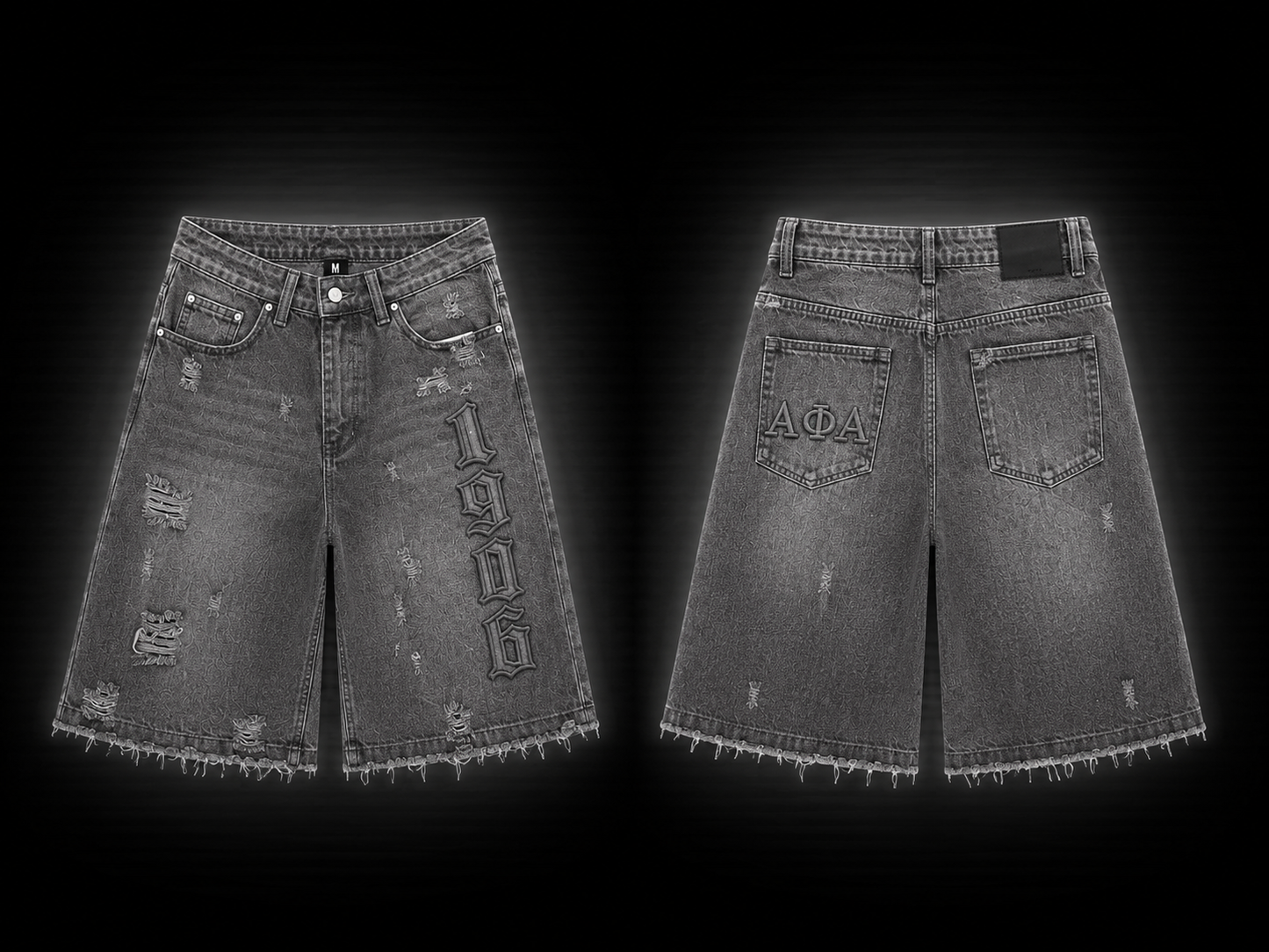 Nine Threads Embossed Gray Jorts