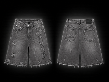 Nine Threads Embossed Gray Jorts
