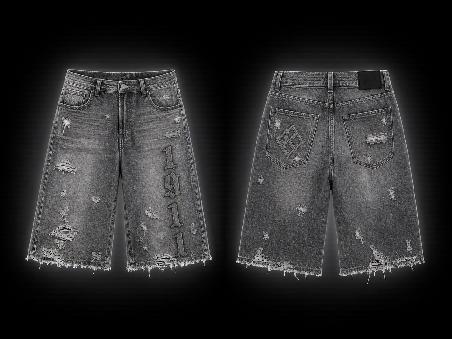 Nine Threads Embossed Gray Jorts
