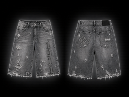 Nine Threads Embossed Gray Jorts