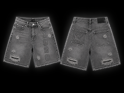 Nine Threads Embossed Gray Jorts