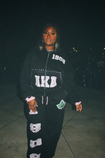 Black 1908 Rhinestone Zip Up (RESTOCK)