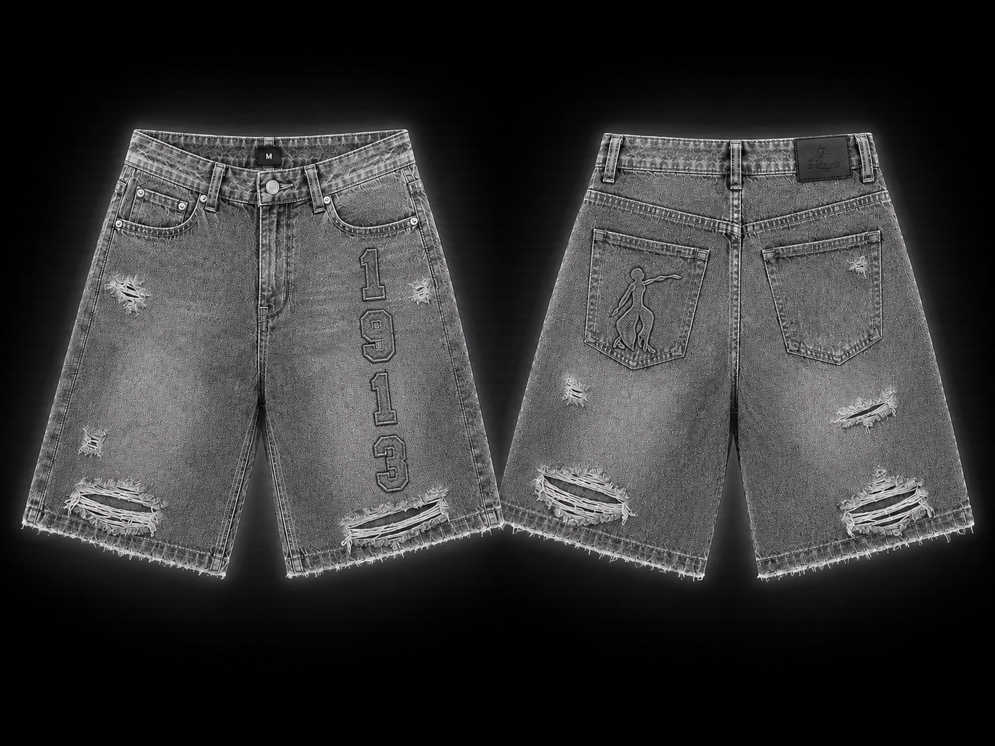 Nine Threads Embossed Gray Jorts