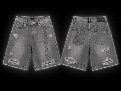 Nine Threads Embossed Gray Jorts