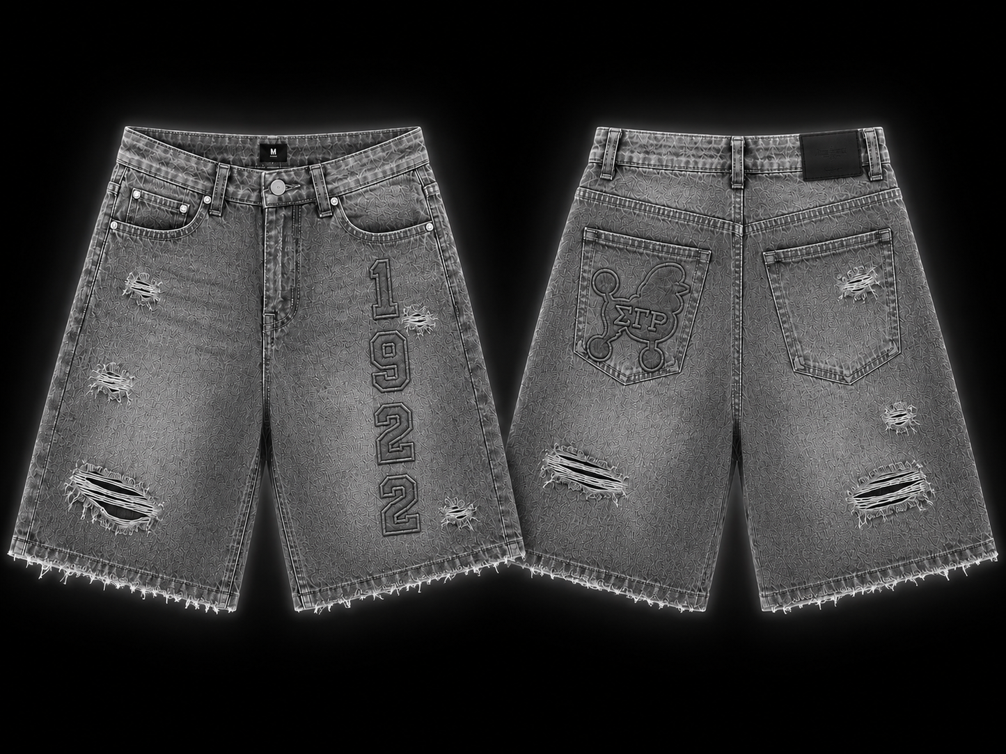 Nine Threads Embossed Gray Jorts