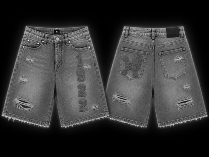 Nine Threads Embossed Gray Jorts