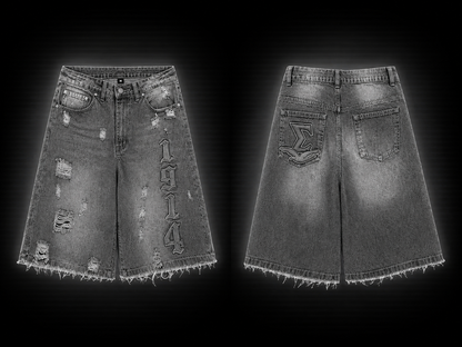 Nine Threads Embossed Gray Jorts