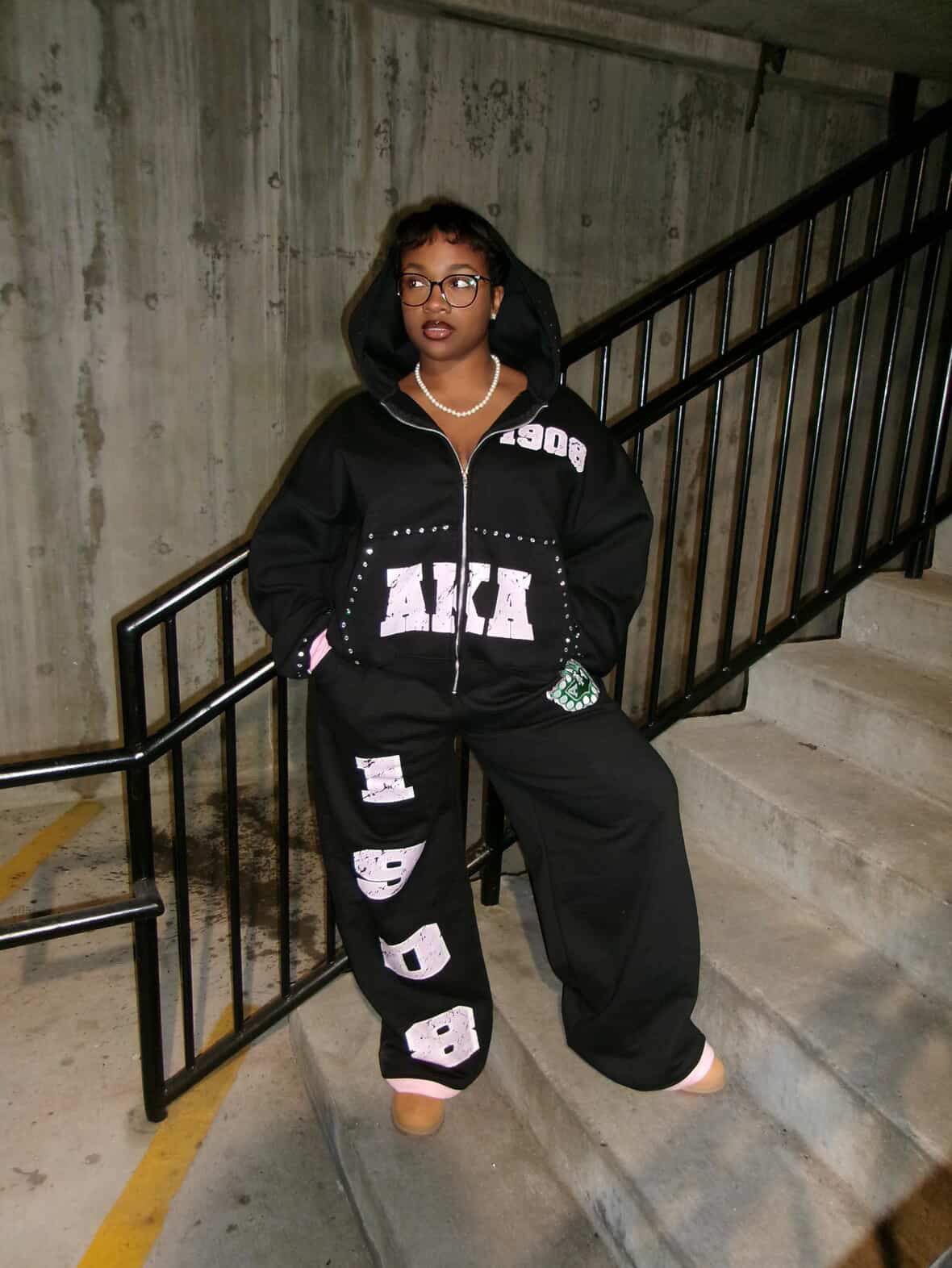 Black 1908 Rhinestone Zip Up (RESTOCK)