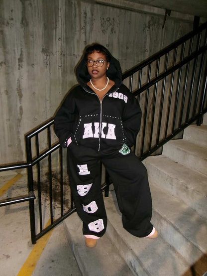 Black 1908 Rhinestone Zip Up (RESTOCK)