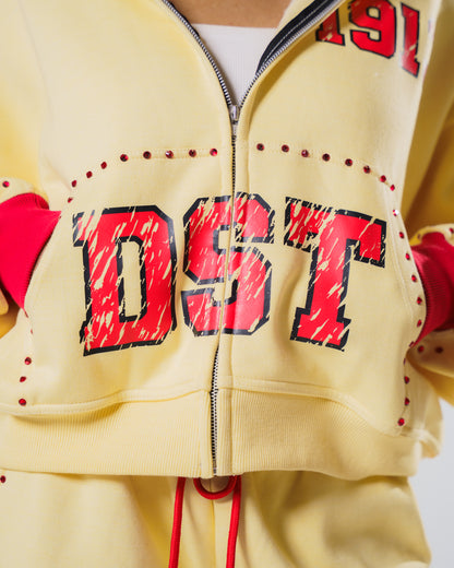 Cream 1913 Rhinestone Zip Up (RESTOCK)
