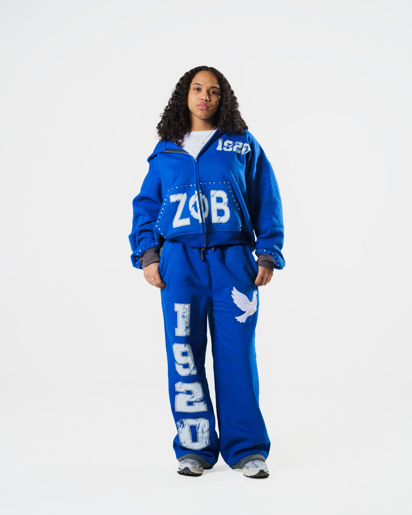 Blue 1920 Rhinestone Sweatpants (RESTOCK)