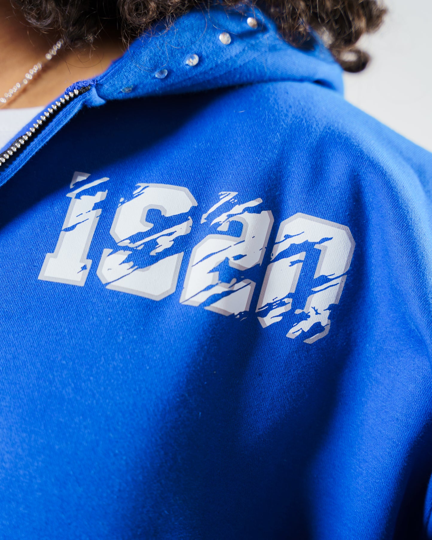 Blue 1920 Rhinestone Zip Up (RESTOCK)