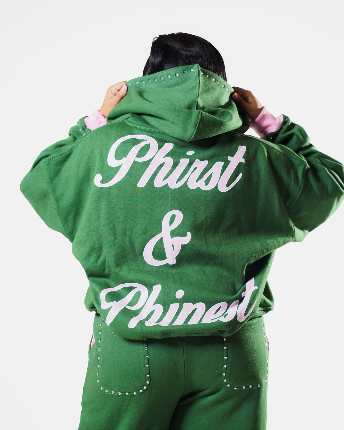 Green 1908 Rhinestone Zip Up (RESTOCK)