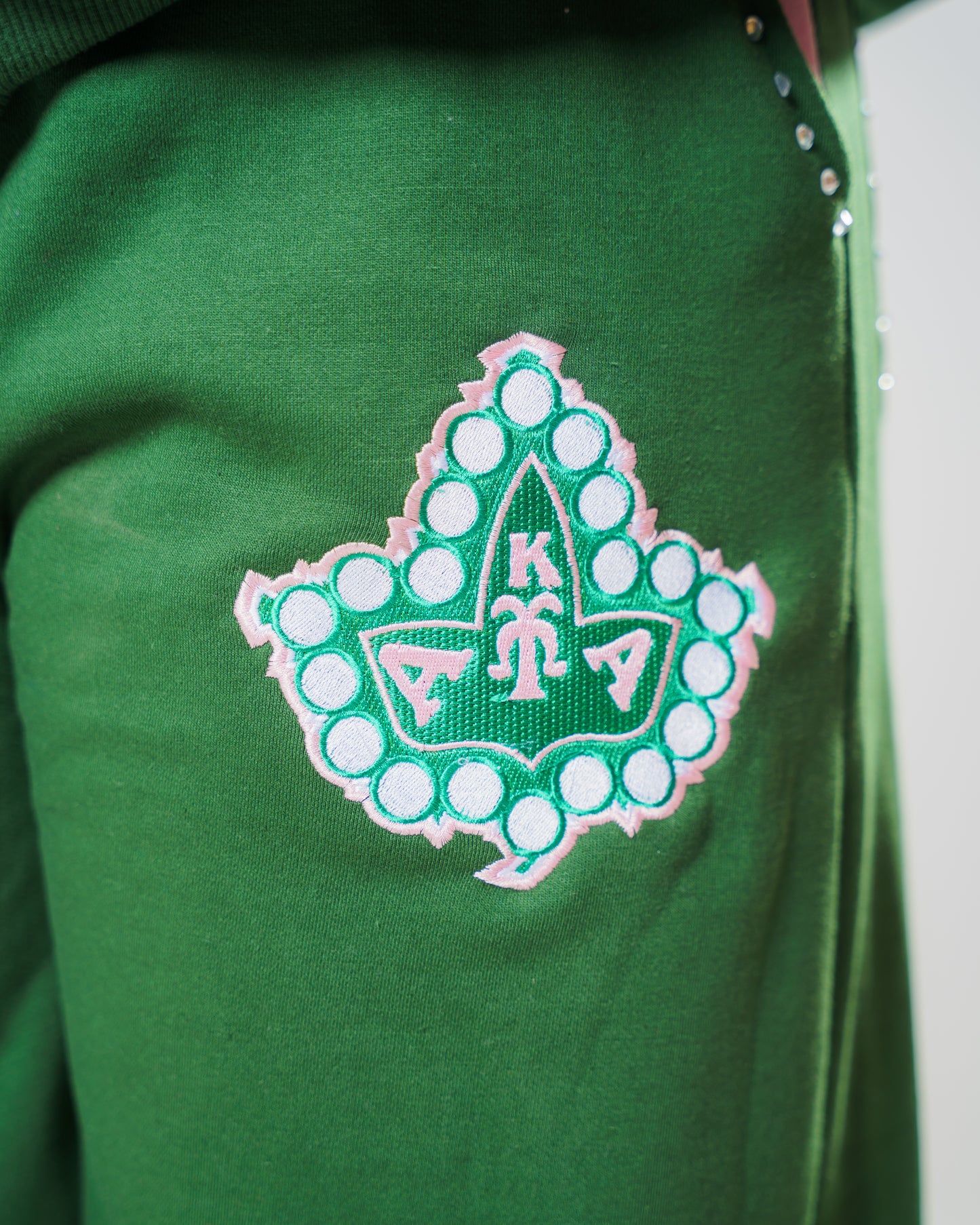 Green 1908 Rhinestone Sweatpants (RESTOCK)