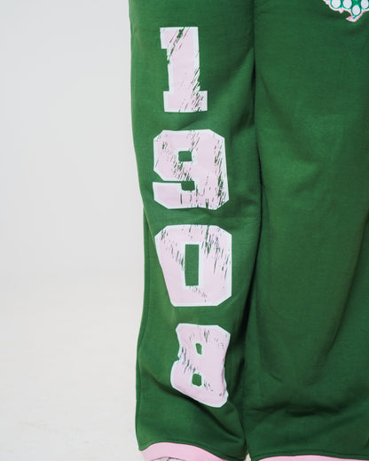 Green 1908 Rhinestone Sweatpants (RESTOCK)