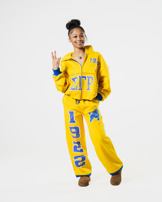 Yellow 1922 Rhinestone Sweatpants (RESTOCK)