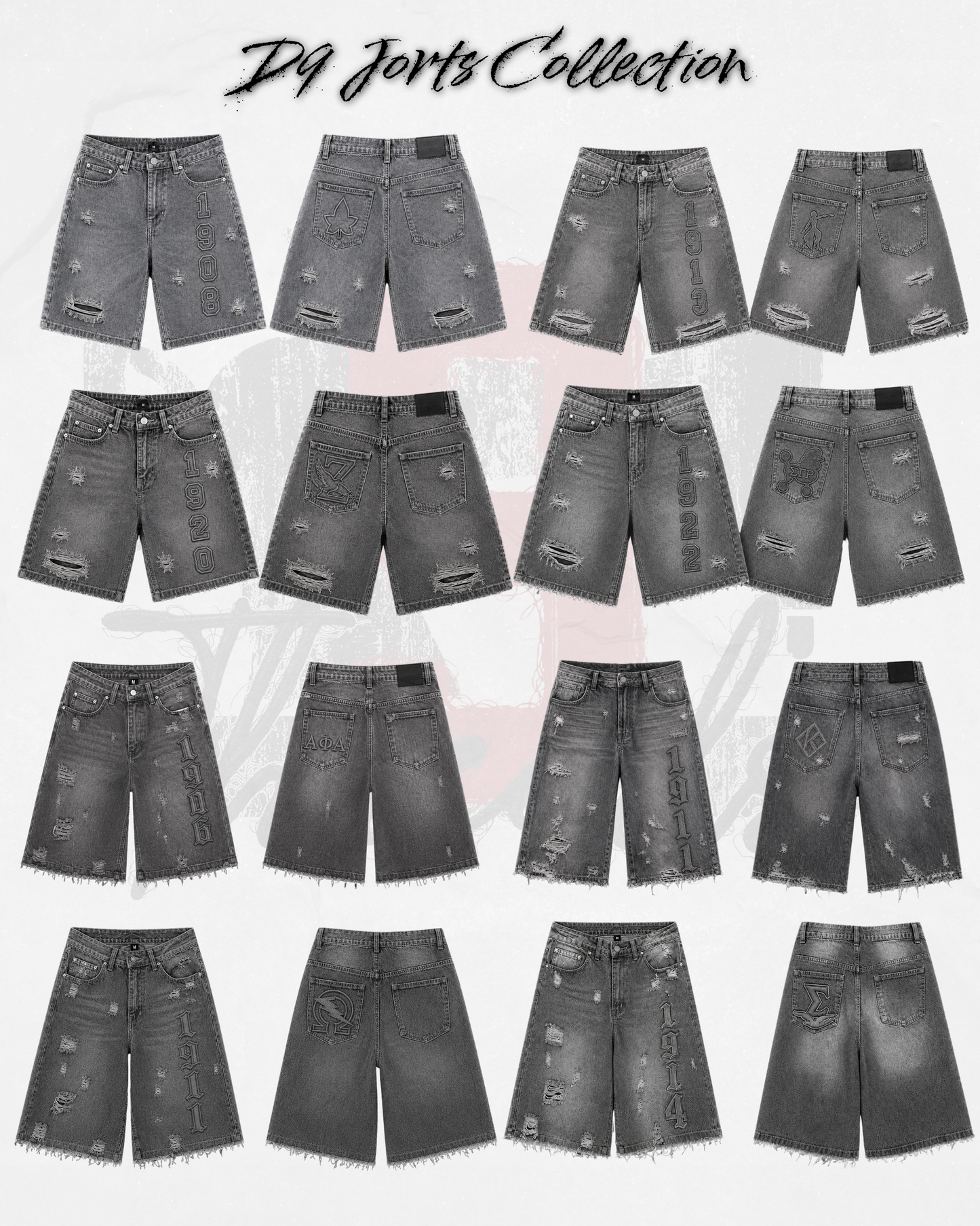 Nine Threads Embossed Gray Jorts
