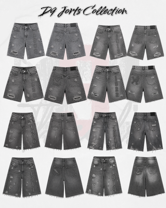 Nine Threads Embossed Gray Jorts