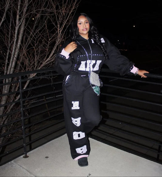 Black 1908 Rhinestone Sweatpants (RESTOCK)